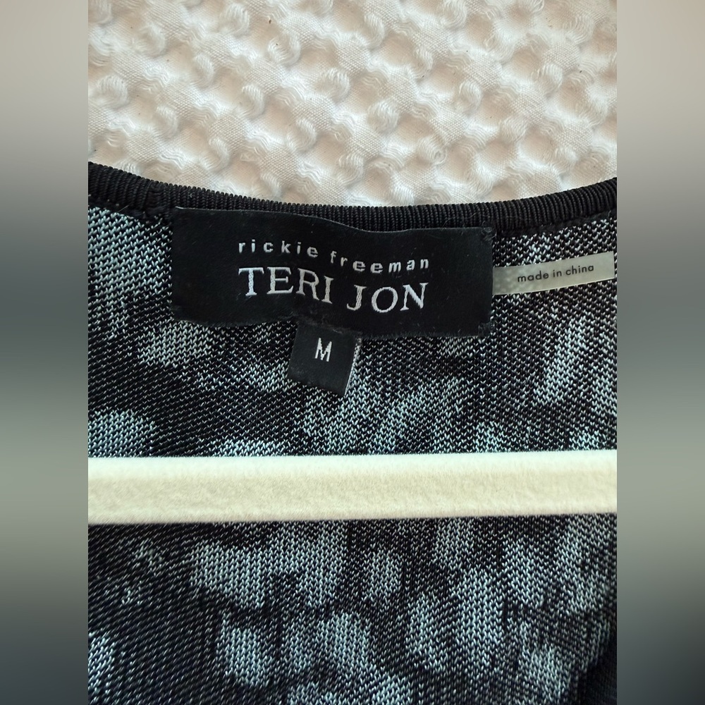 Teri Jon by Rickie Freeman Black and Blue Animal Print Dress - Picture 4 of 5